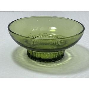 Vintage A.L. Randall Co. 1960s Green Candy Bowl with Ribbed Collar Base